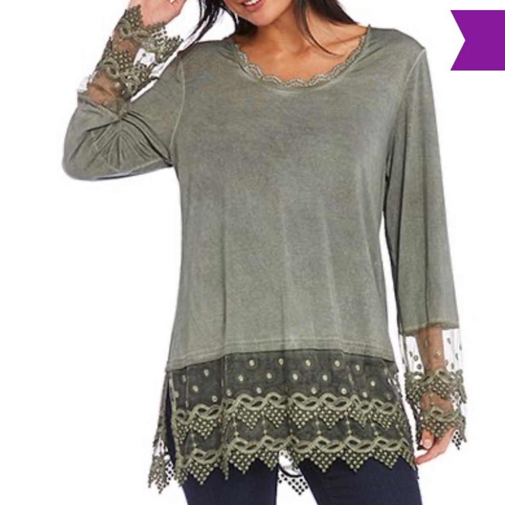 KAKTUS Olive green tunic blouse